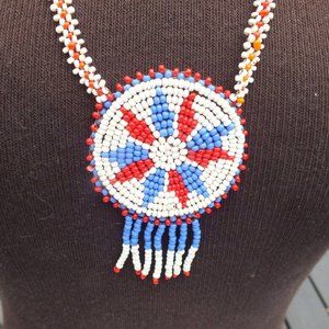 Seed Bead Colorful Necklace, 22" Length, Large BOHO Southwest Style Jewelry